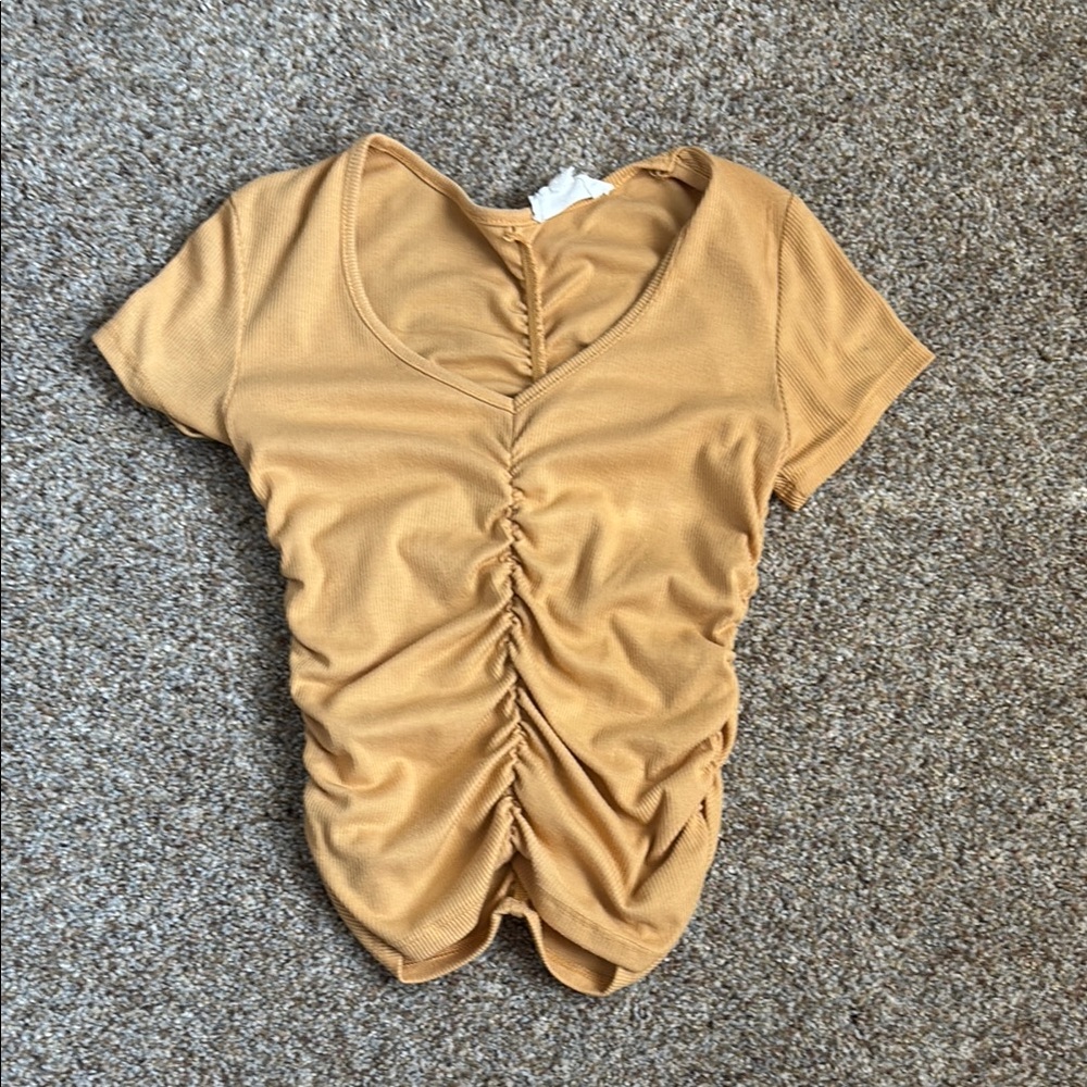Ruched Mustard Top
